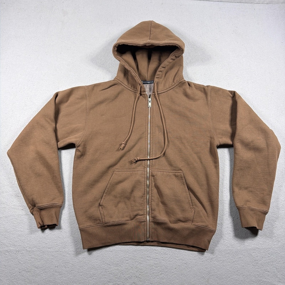 John Galt Brandy Melville Hoodie Womens Small Brown Full Zip Fleece Cozy